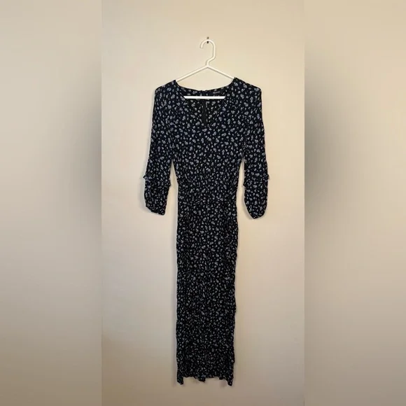 Madewell Black Ruffle-Sleeve Tie-Waist Jumpsuit in Blue Baby's Breath - Small - Picture 4 of 13